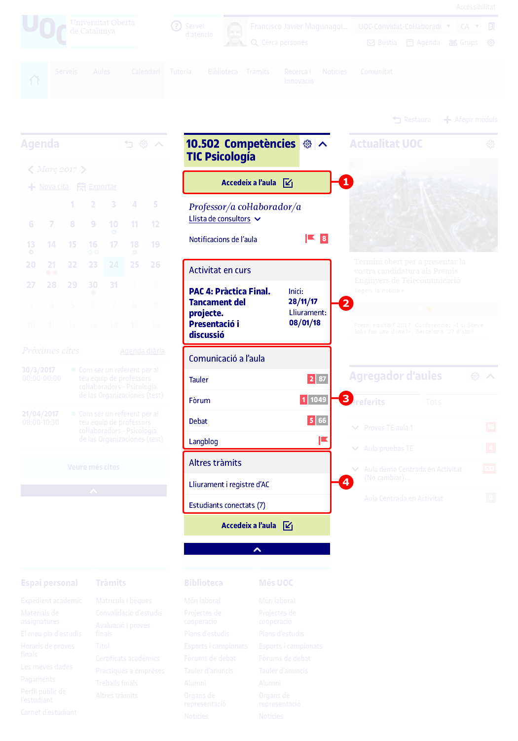 Widget de l'aula