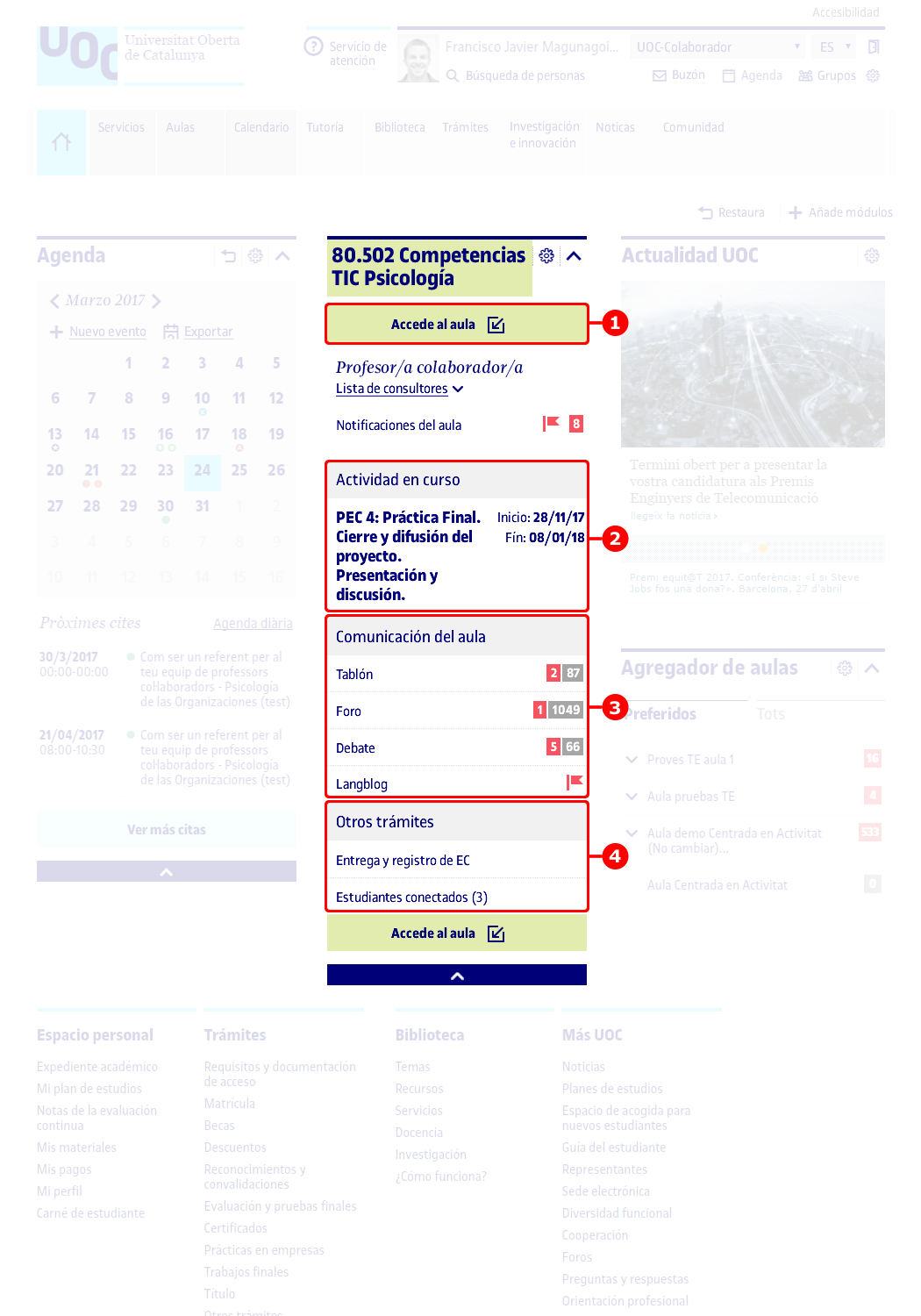 Widget del aula
