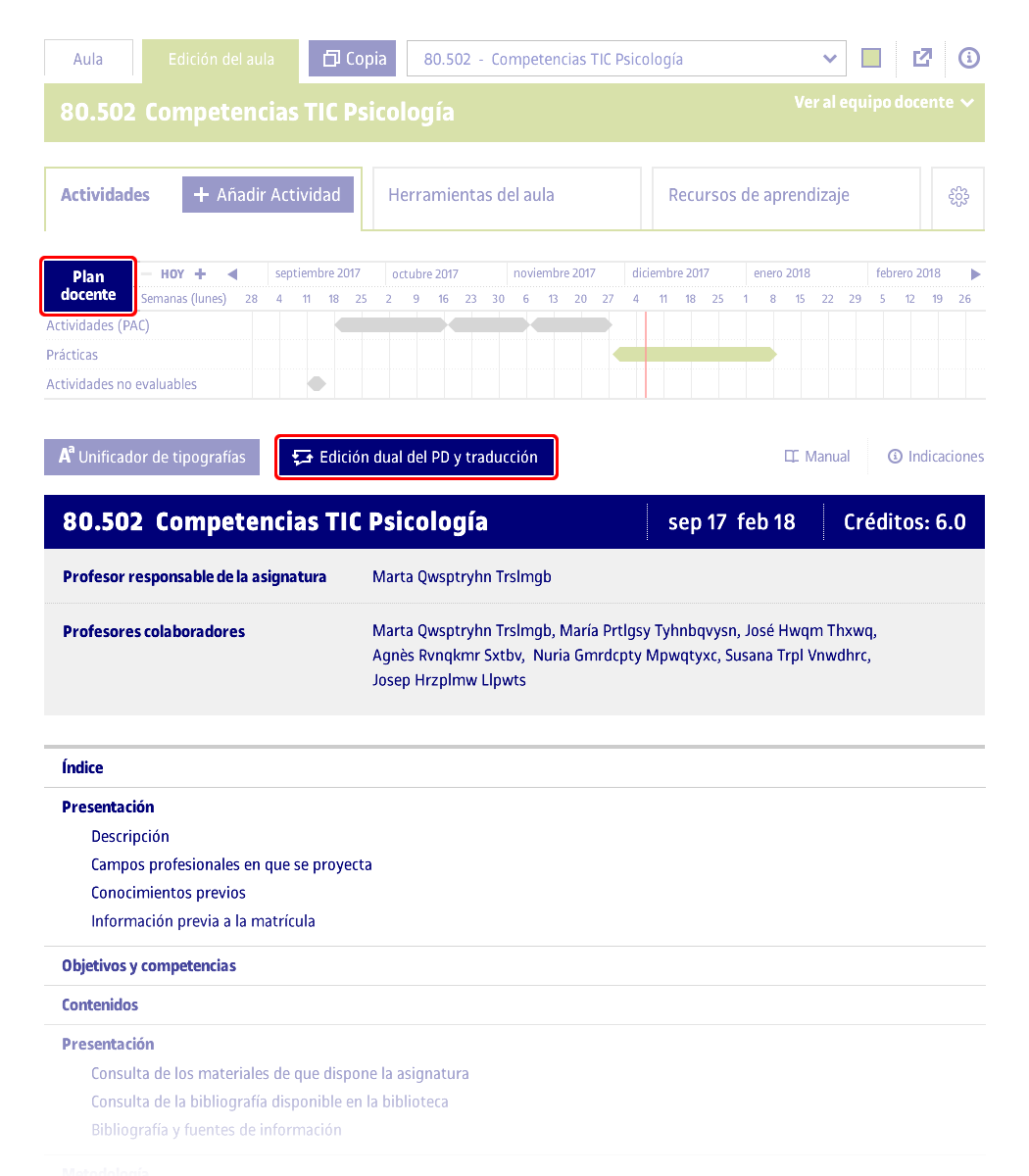 Plan docente